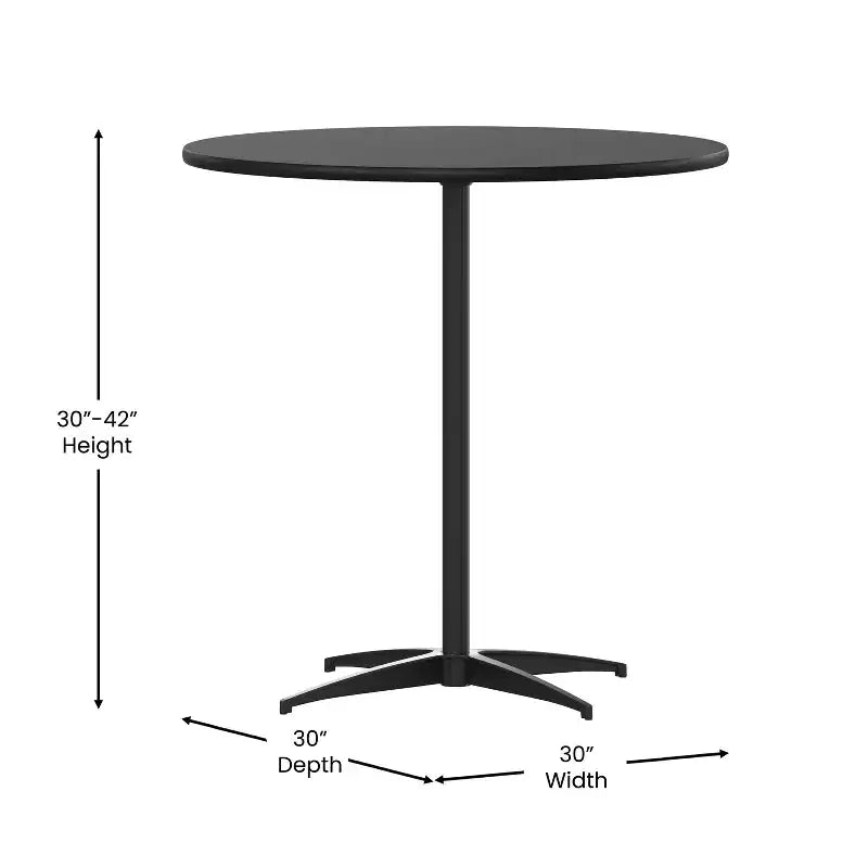 Table cocktail ronde en bois de 30 po – Disponible avec des fûts de 30 po et 42 po de hauteur