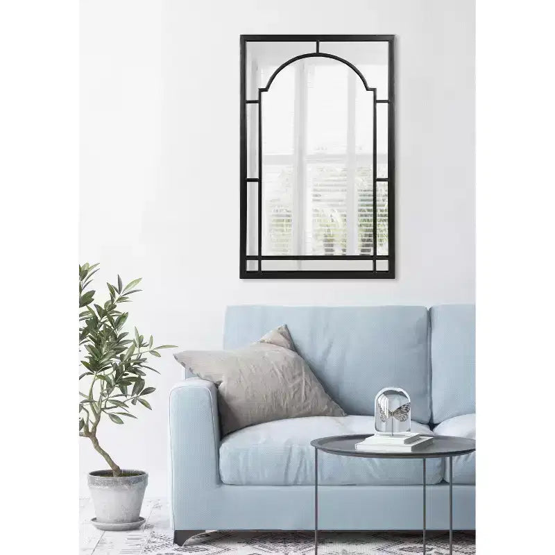 Miroir mural décoratif à arche, cadre métallique – Finition noire
